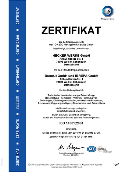 Zertifikat 14001 deutsch